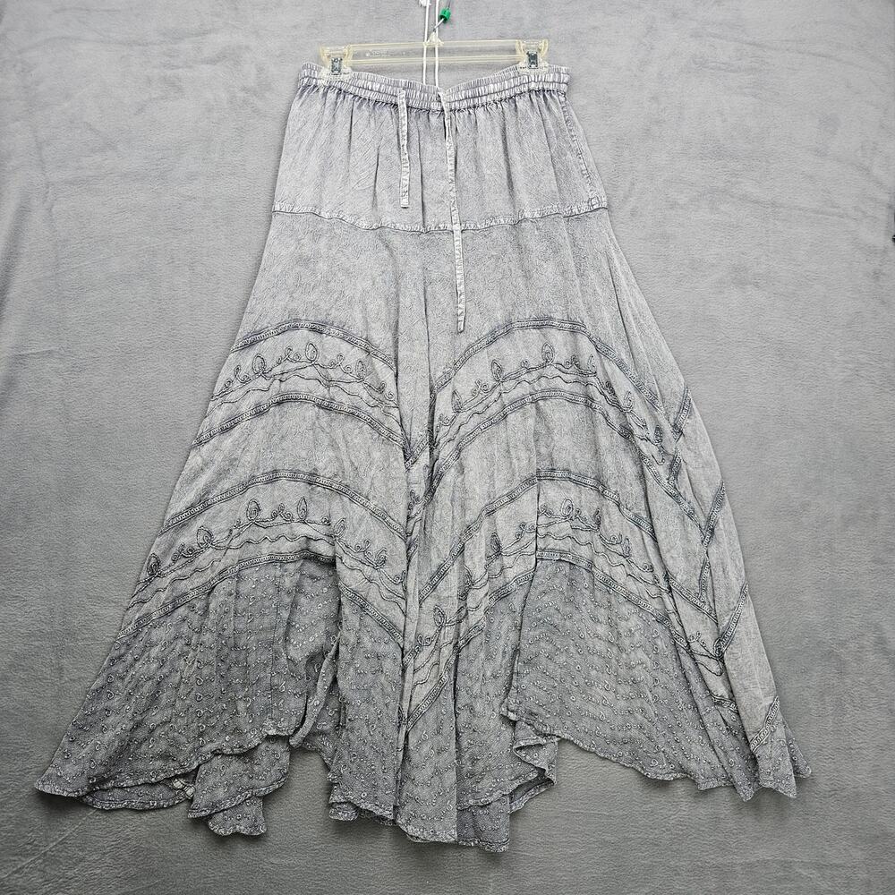 Sakkas Boho Gypsy Handkerchief Maxi Skirt Gray Plus Size Cottagecore Fairygrunge